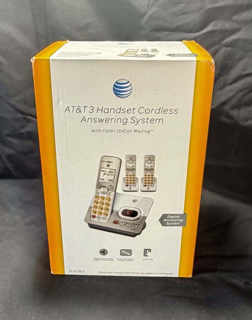 🚨 AT&T 3 Handset Cordless Answering System Silver & White EL52303 Brand New 📞